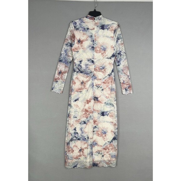 Anthropologie Dress Womens Medium Lace Floral Mock Neck Fitted Long Sleeve Midi - Picture 8 of 16